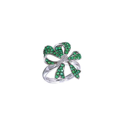 Emerald Bow ring